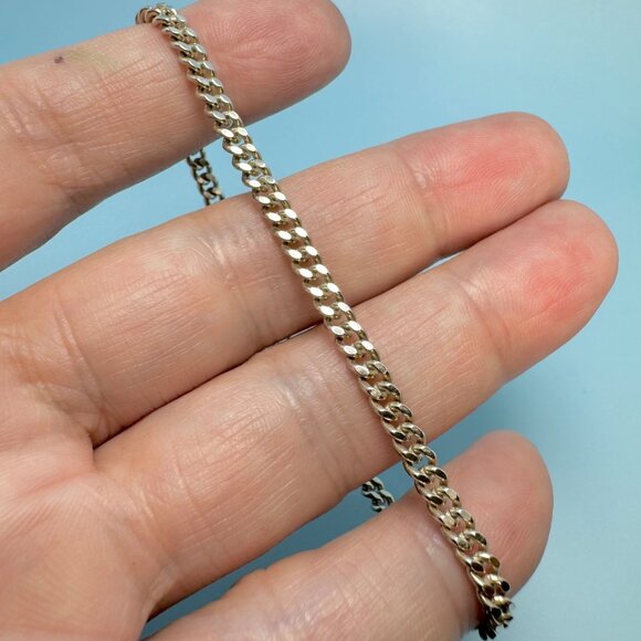 VTG Sterling Silver 925 Curb Link Chain Bracelet Spring Ring Clasp 7.75'' Length - Picture 4 of 8